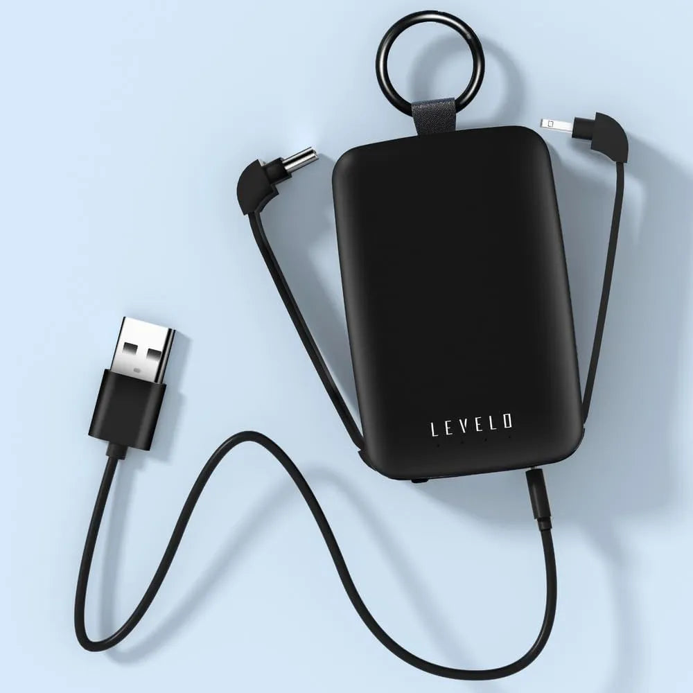 Levelo Nano Mini Portable KeyChain Power Bank with Type-C & Lightning Heads