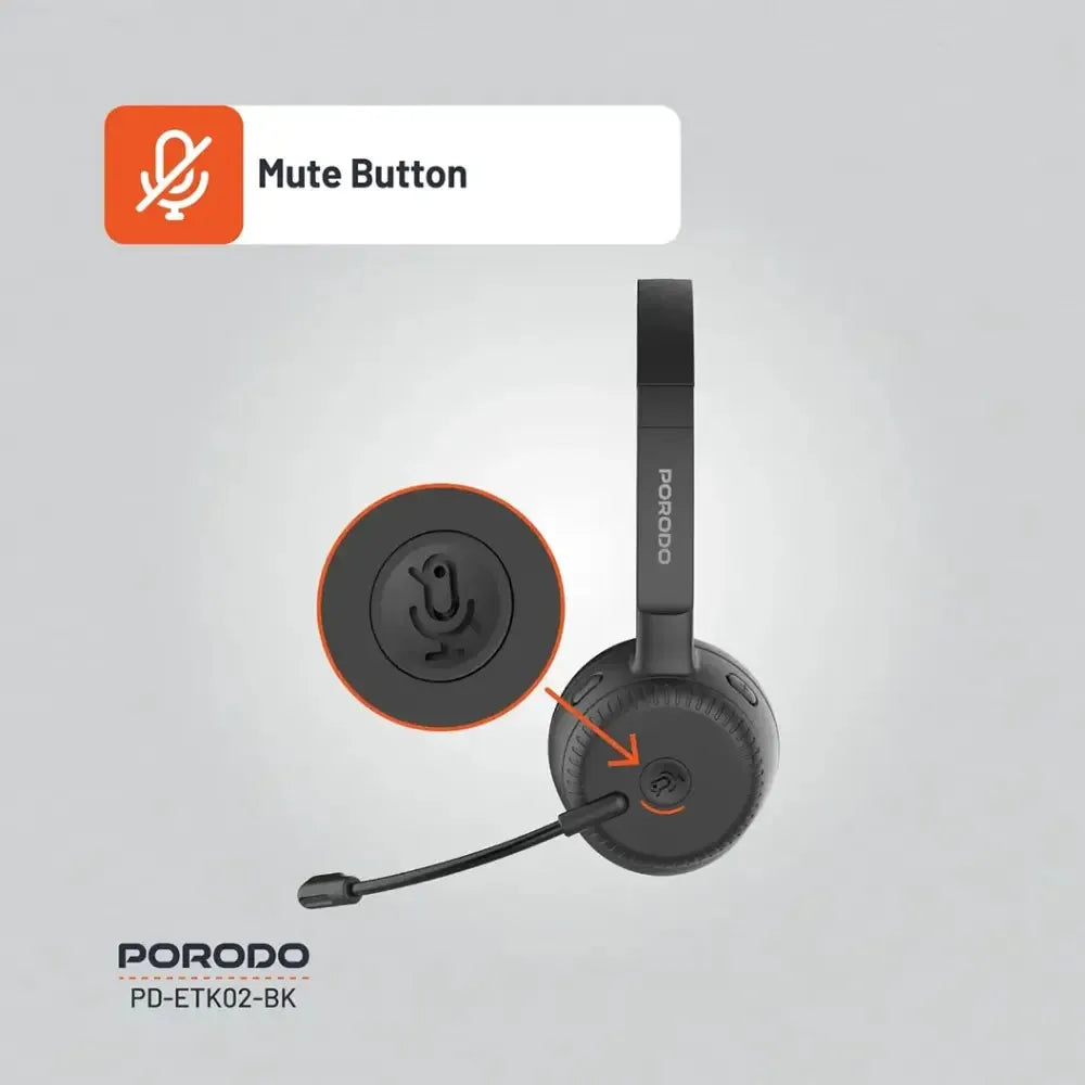 Porodo Office Wireless Headset – Black
