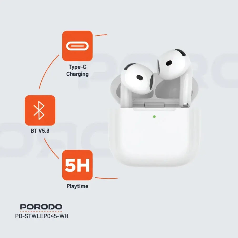 Porodo Soundtec Earbuds Gen 4 – White