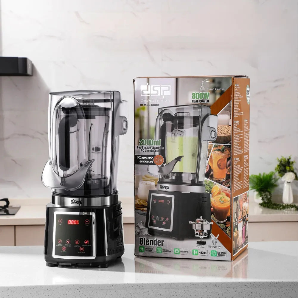 DSP 800W High-Speed Blender – 2000ML Capacity, 25000RPM, Low Noise & Cleaning Function
