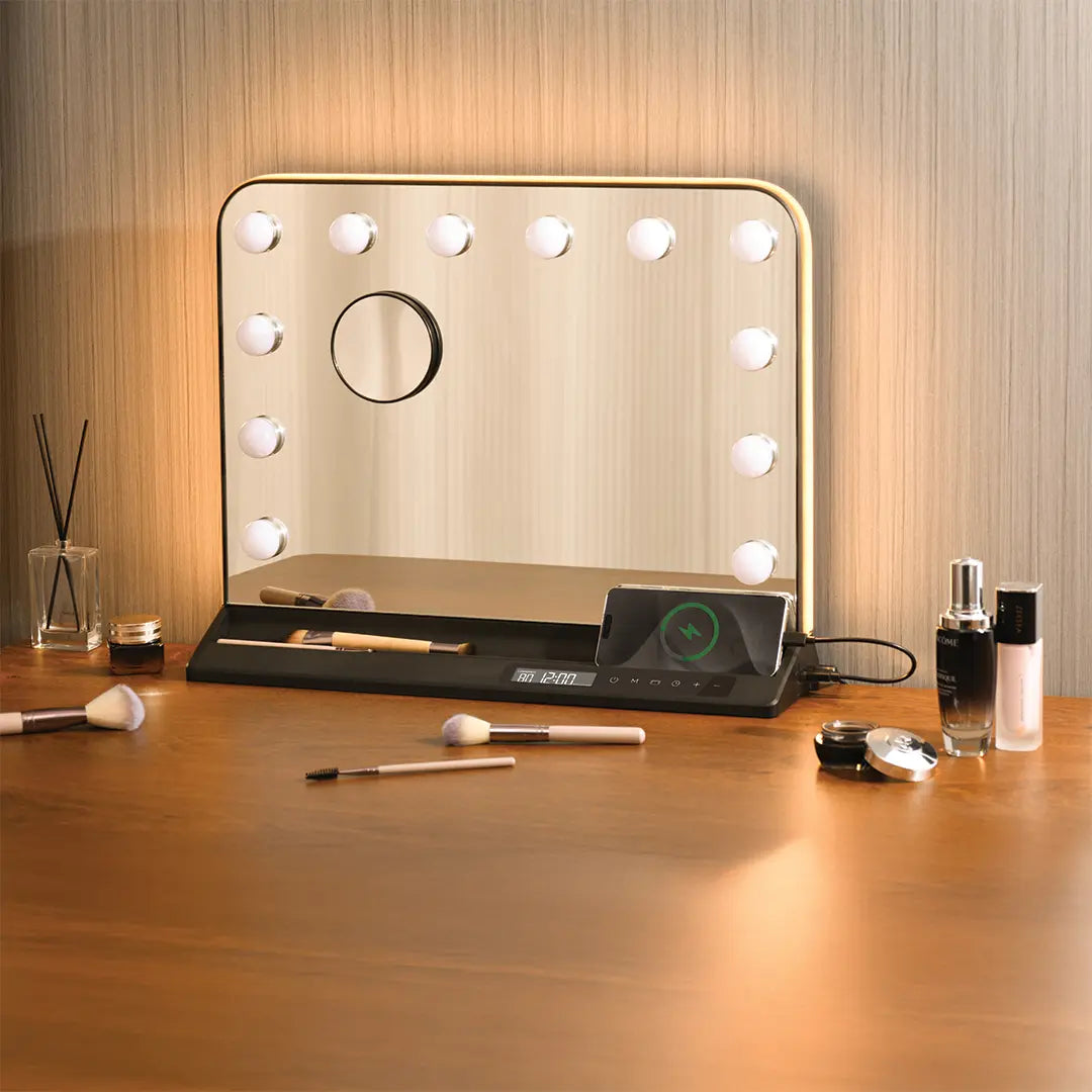 Green Lion Vanity Mirror – 16"×20" LED Lighted, Adjustable Brightness, Touch Control & Rechargeable, 20W