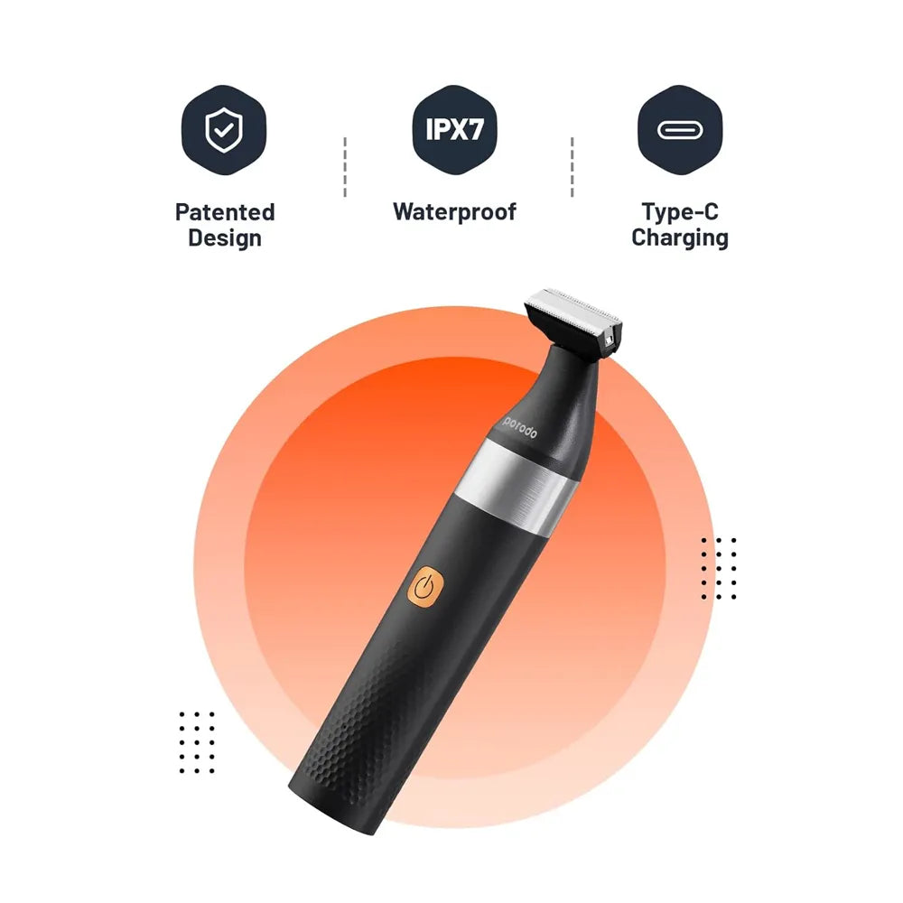 Porodo LifeStyle Dual Blade Beard Trimmer Rechargeable Li-Ion Battery 90 Minutes Working Time Type-C Charging