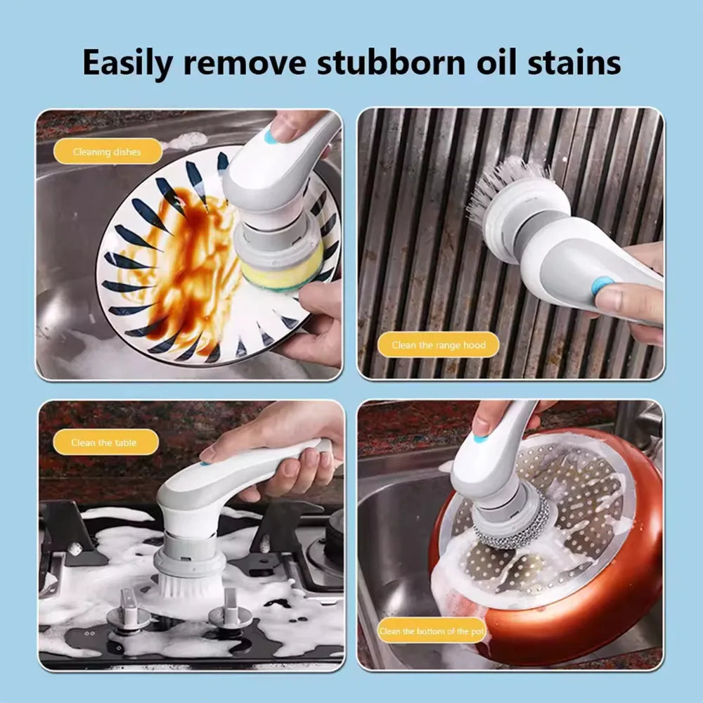 Electric Cleaning Brush – USB Rechargeable Handheld Scrubber for Kitchen & Bathroom