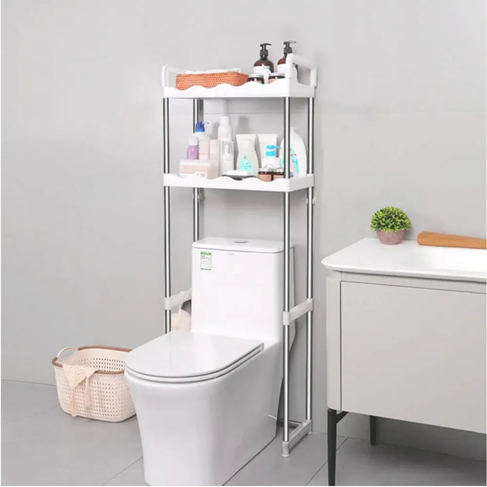 2-Tier Adjustable Stainless Steel Toilet Storage Rack – Rustproof, Durable & Space-Saving Design