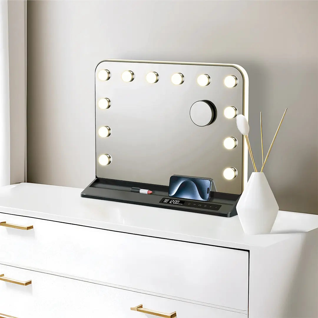 Green Lion Vanity Mirror – 16"×20" LED Lighted, Adjustable Brightness, Touch Control & Rechargeable, 20W