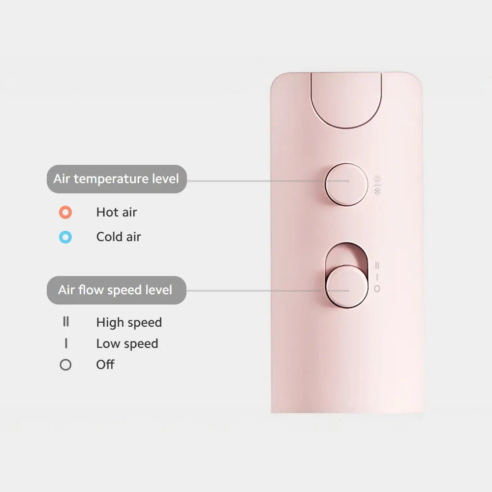 Xiaomi H101 Foldable Compact Hair Dryer With Multiple Air Flow Modes 1600W - Pink