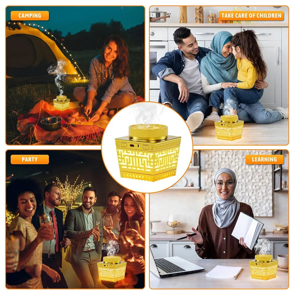 Telawah Bakhoor Incense Burner with Quran Speaker With Led Night Light 10-Hour Battery Life