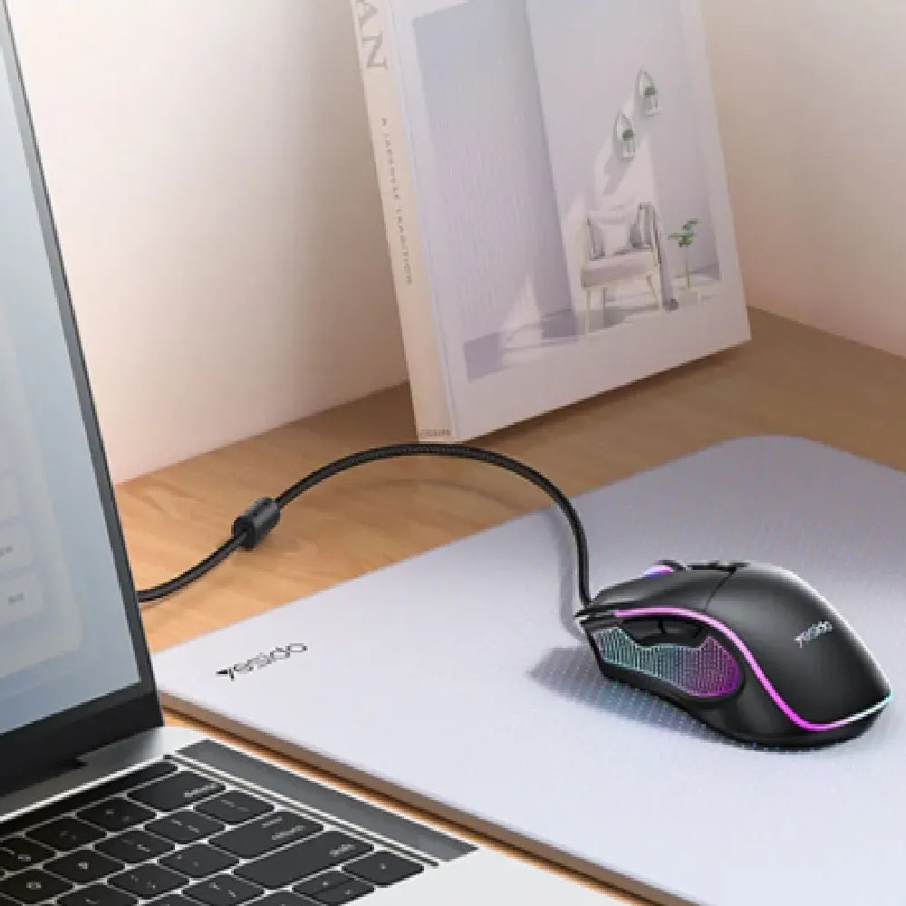 Yesido KB20 Wired Professional Gaming Mouse with RGB  7200DPI 110cm Nylon Wire