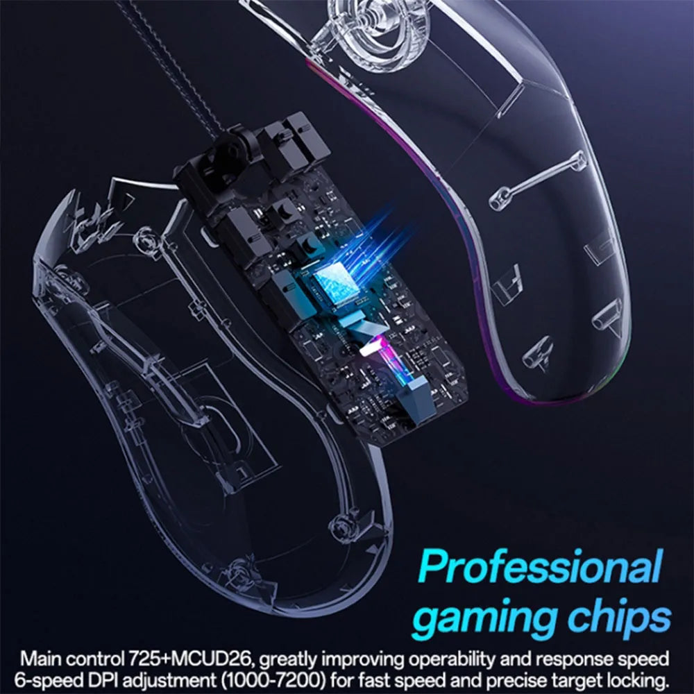 Yesido KB20 Wired Professional Gaming Mouse with RGB  7200DPI 110cm Nylon Wire