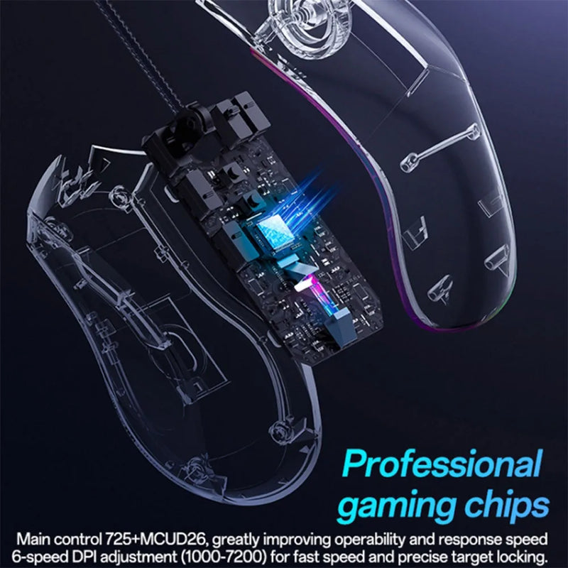 Yesido KB20 Wired Professional Gaming Mouse with RGB  7200DPI 110cm Nylon Wire