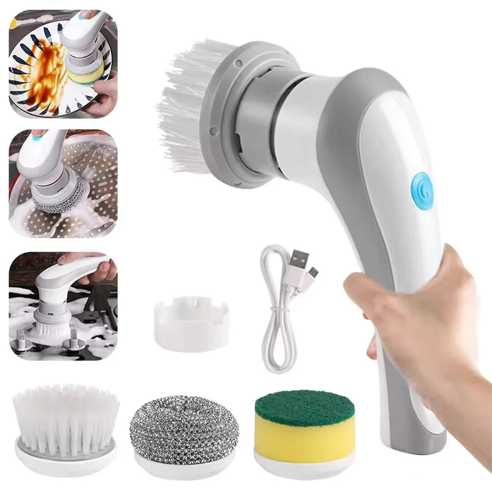 Electric Cleaning Brush – USB Rechargeable Handheld Scrubber for Kitchen & Bathroom
