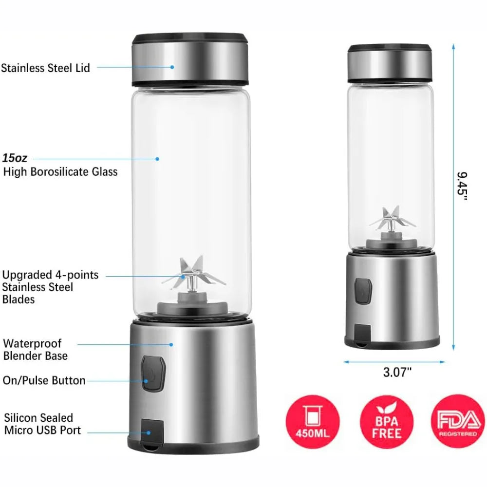 Portable USB Rechargeable Blender – 450ML Capacity for Smoothies & Shakes