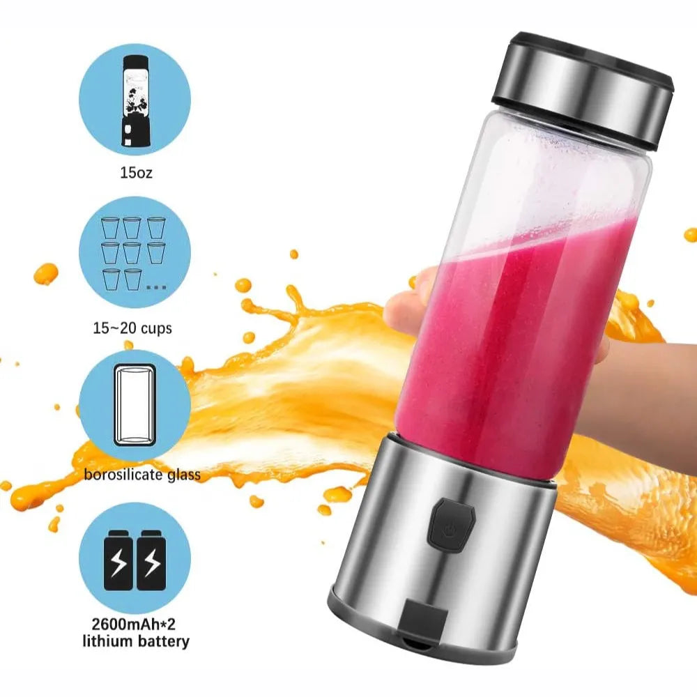 Portable USB Rechargeable Blender – 450ML Capacity for Smoothies & Shakes