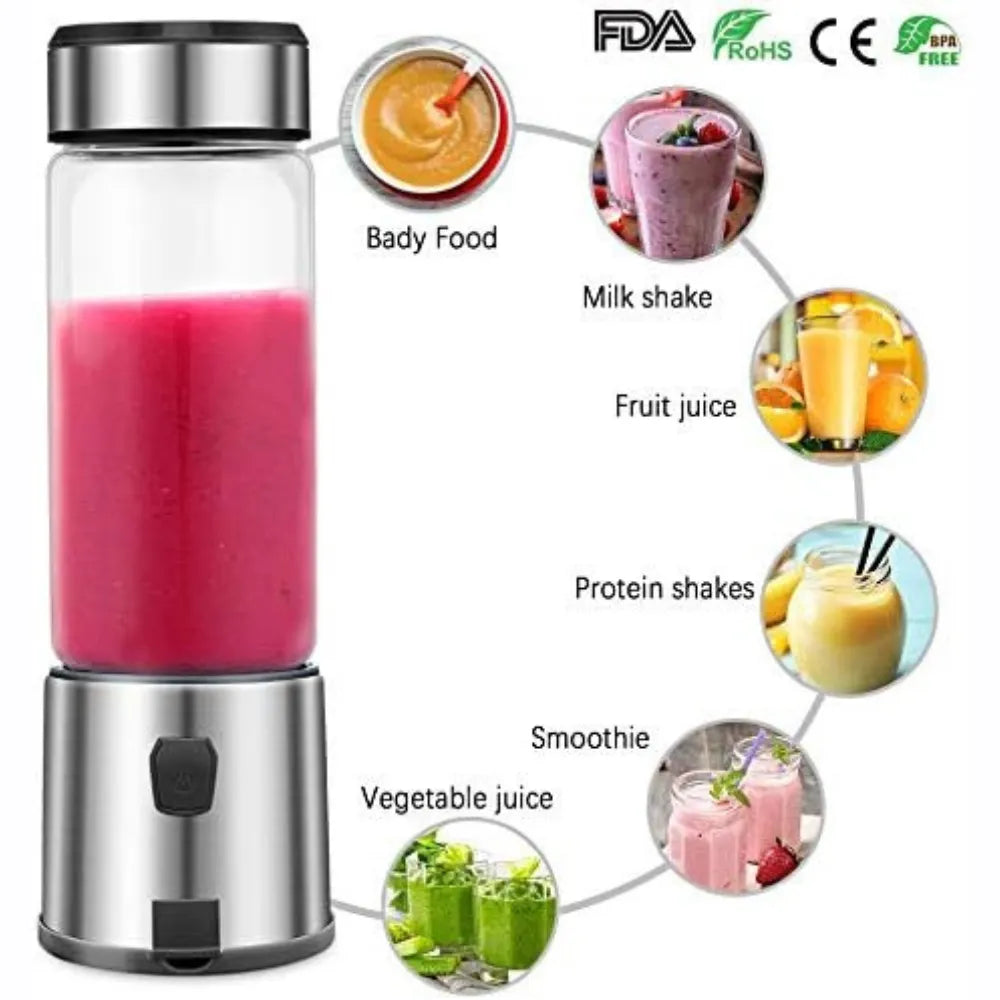 Portable USB Rechargeable Blender – 450ML Capacity for Smoothies & Shakes