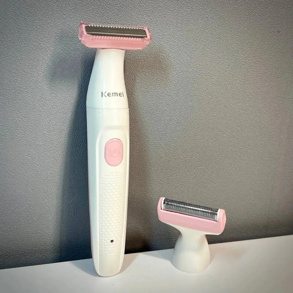Kemei KM-113 2-in-1 Women's Trimmer & Shaver – USB Rechargeable, Wet & Dry, Painless Hair Removal