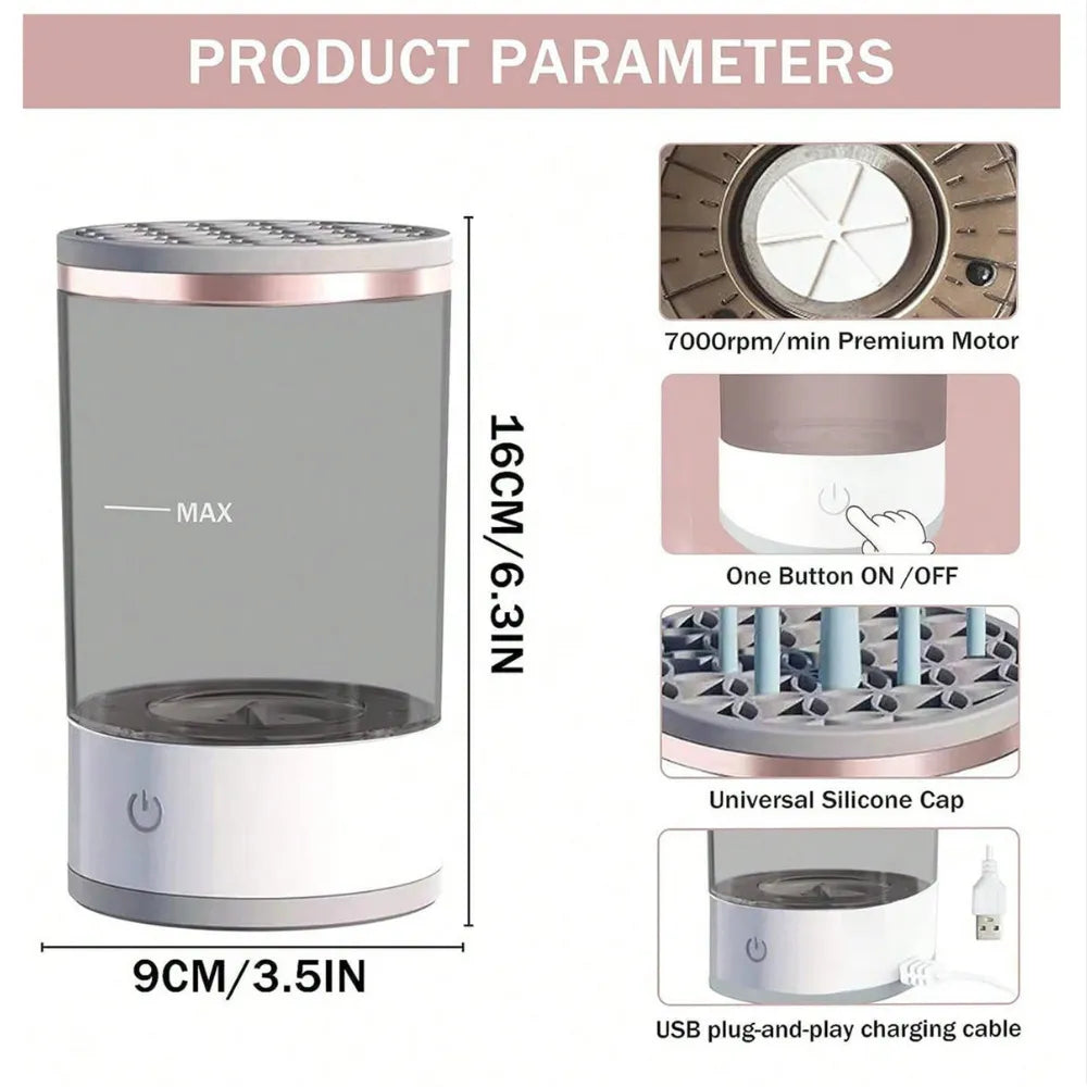 Electric Makeup Brush Cleaner – Sonic Vibration, USB Rechargeable & Deep Cleaning