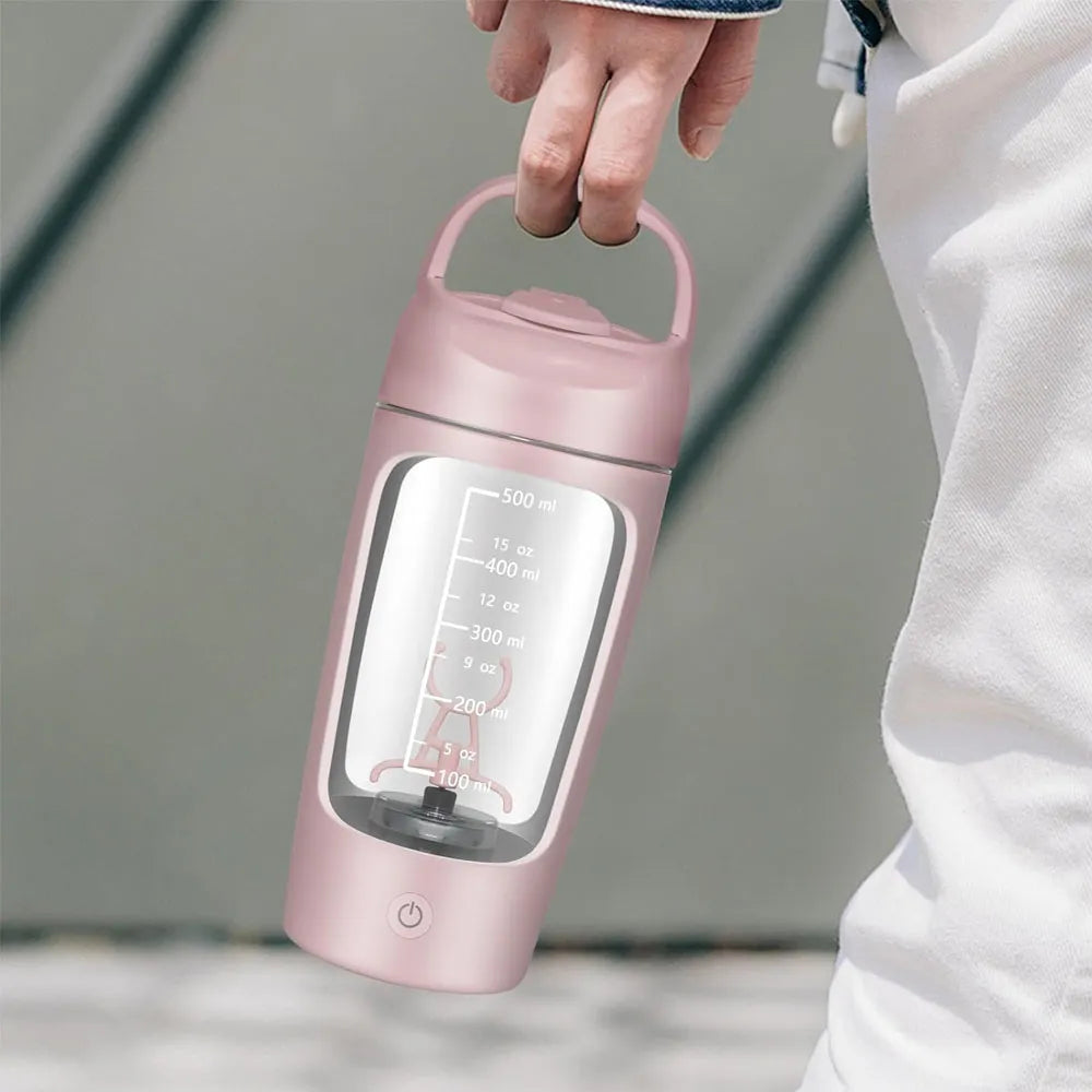 Electric Automatic Mixing Cup 500ml USB Rechargeable 7000 RPM Motor Powerful Mixing Leak-Proof Tritan Material - Pink