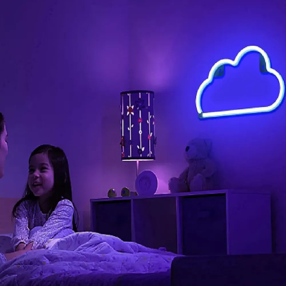 Cute Neon Cloud LED Light Home Décor With Dual Power Supply – Blue