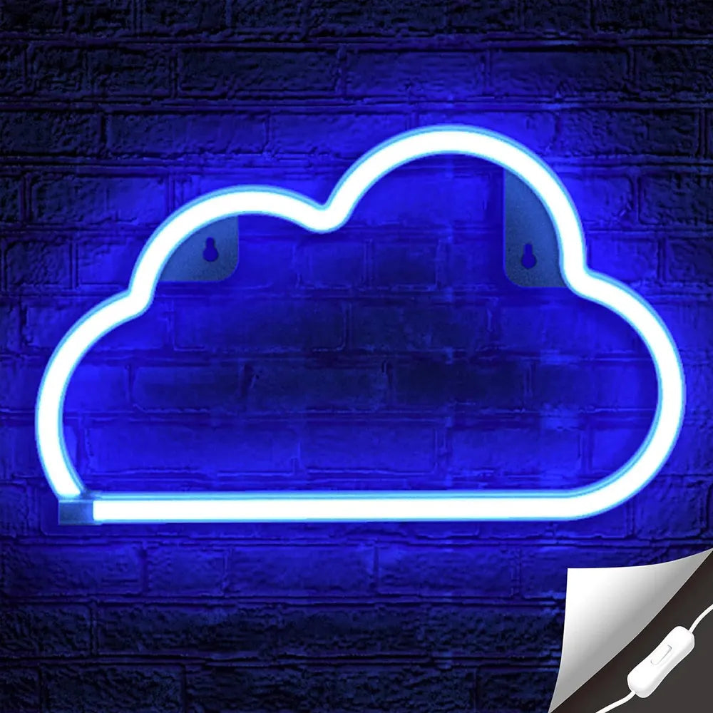 Cute Neon Cloud LED Light Home Décor With Dual Power Supply – Blue