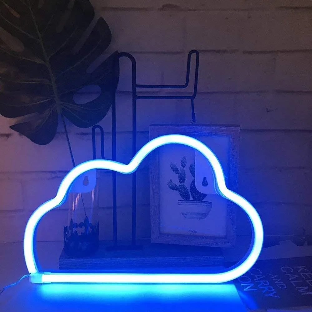 Cute Neon Cloud LED Light Home Décor With Dual Power Supply – Blue