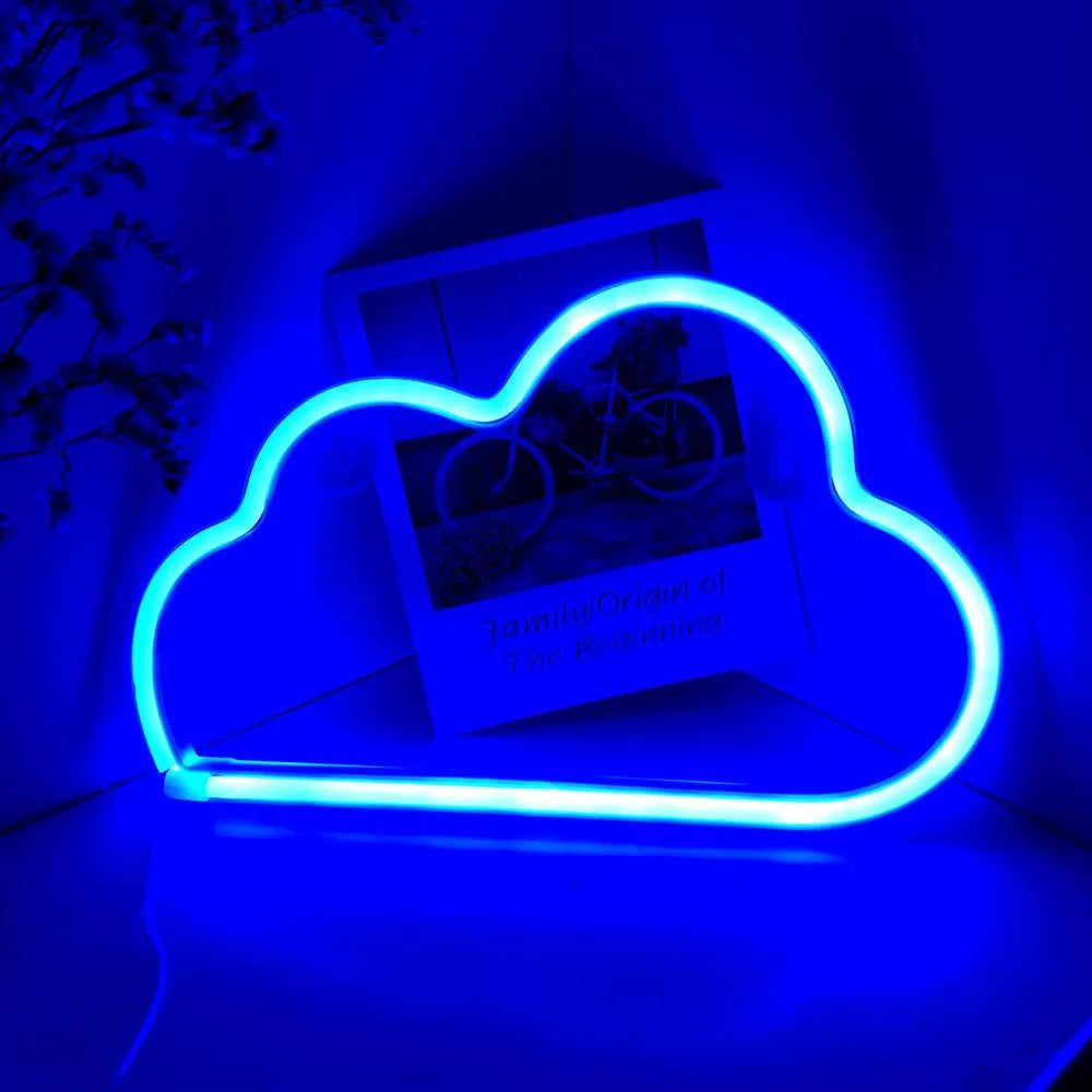 Cute Neon Cloud LED Light Home Décor With Dual Power Supply – Blue