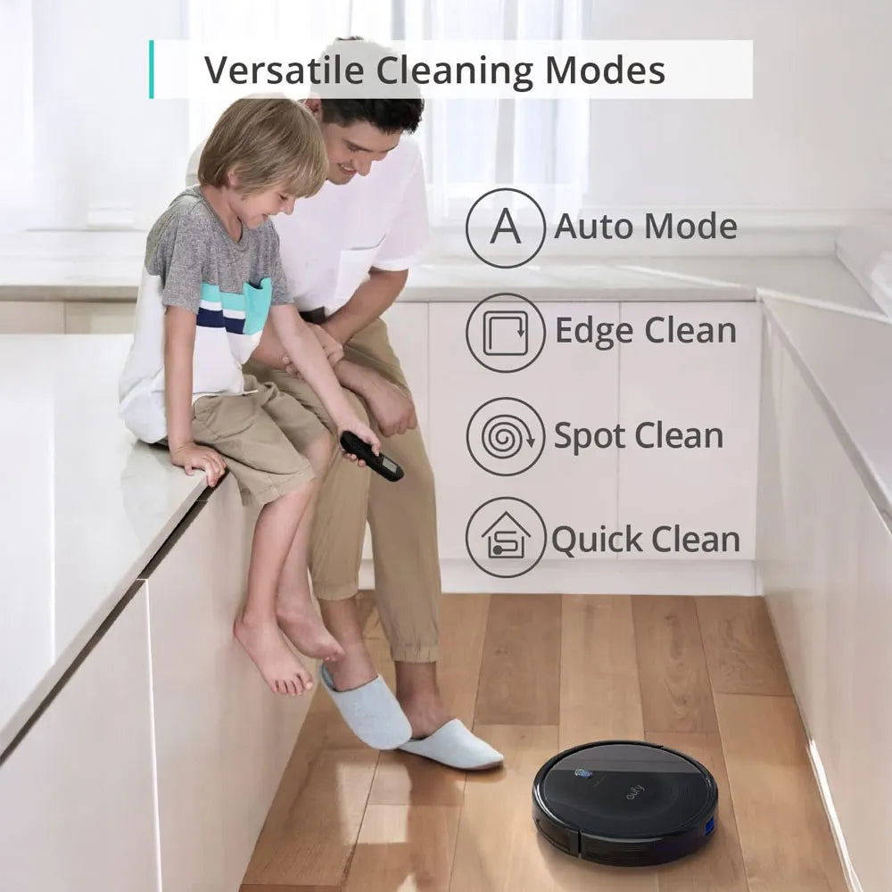 Eufy Robot Vacuum Cleaner 1300Pa Strong Suction 3 Cleaning Modes 100 Min Battery Life Quiet Operation - Black
