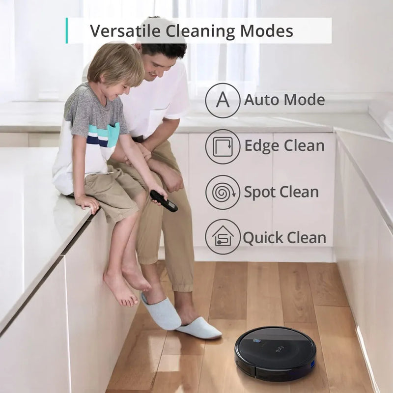 Eufy Robot Vacuum Cleaner 1300Pa Strong Suction 3 Cleaning Modes 100 Min Battery Life Quiet Operation - Black