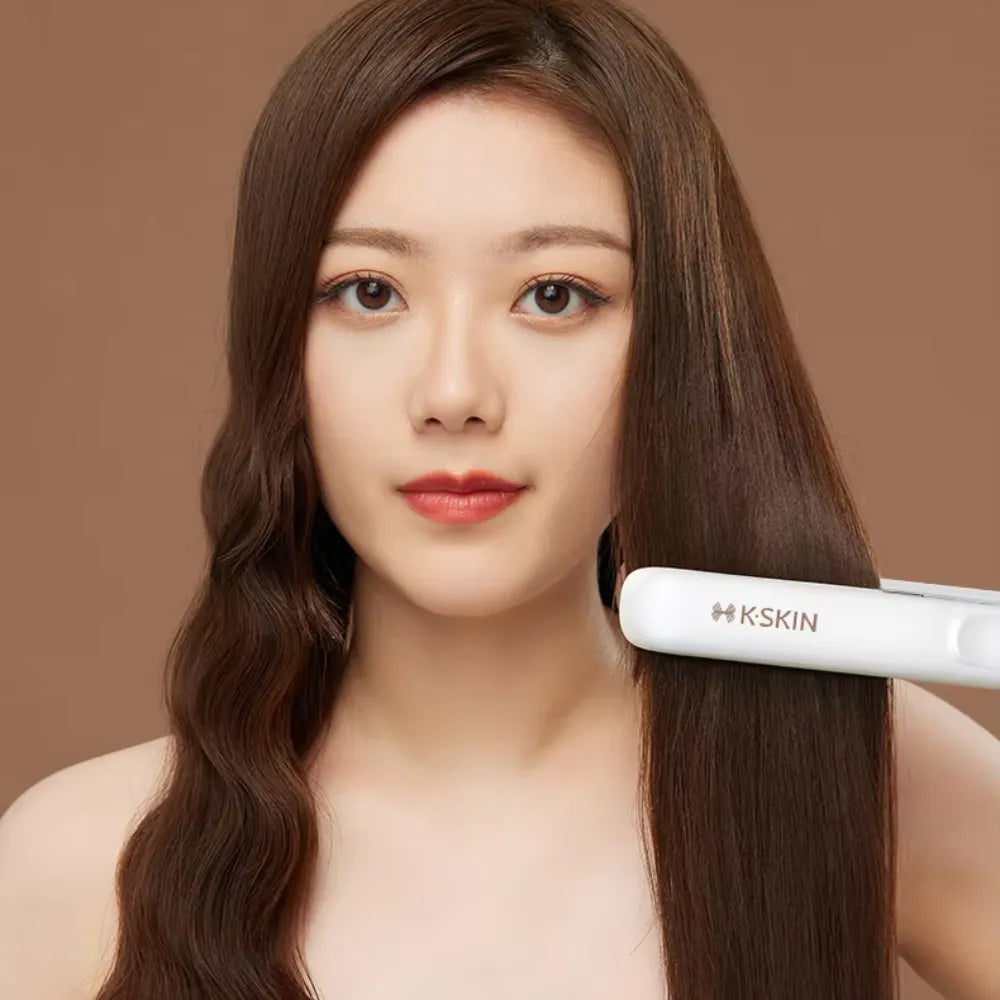 K·SKIN Mini Hair Straightener & Curler – Fast Heating, Ceramic Plate, Compact & Portable, 180°C