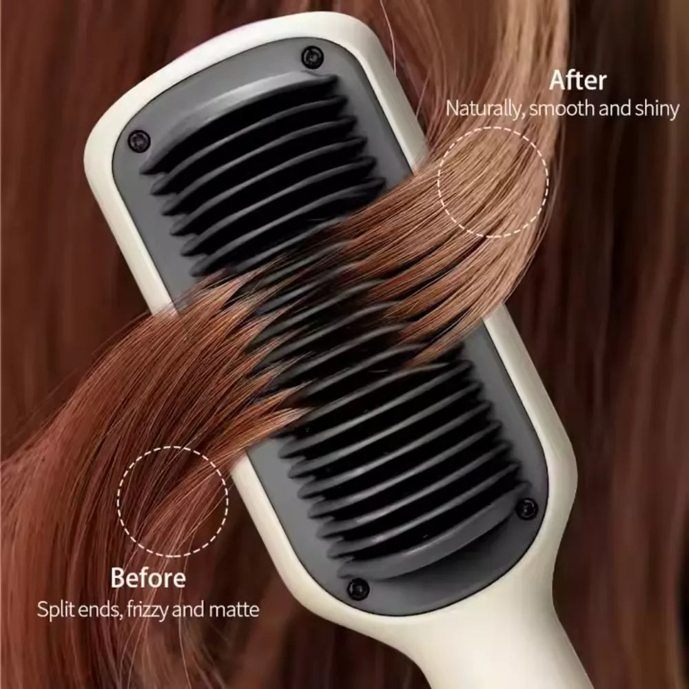 Rapid-Heat Hair Straightener Brush – Ceramic Heating, Anti-Scald, 140°C~ 200°C Control-KD680