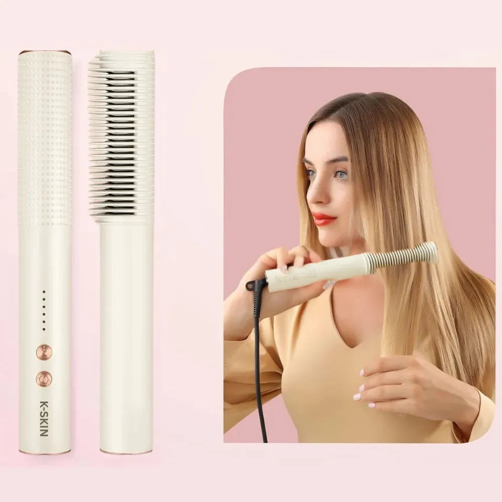 2-in-1 Hair Straightener Brush & Hot Hair Comb with 5 Temperature Control- KD383