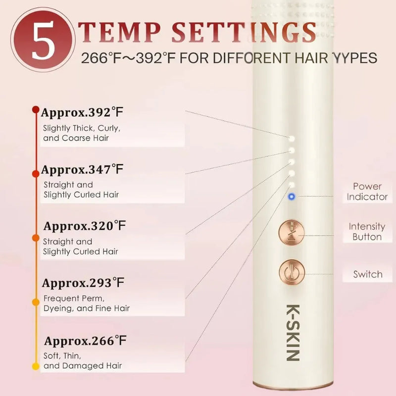 2-in-1 Hair Straightener Brush & Hot Hair Comb with 5 Temperature Control- KD383
