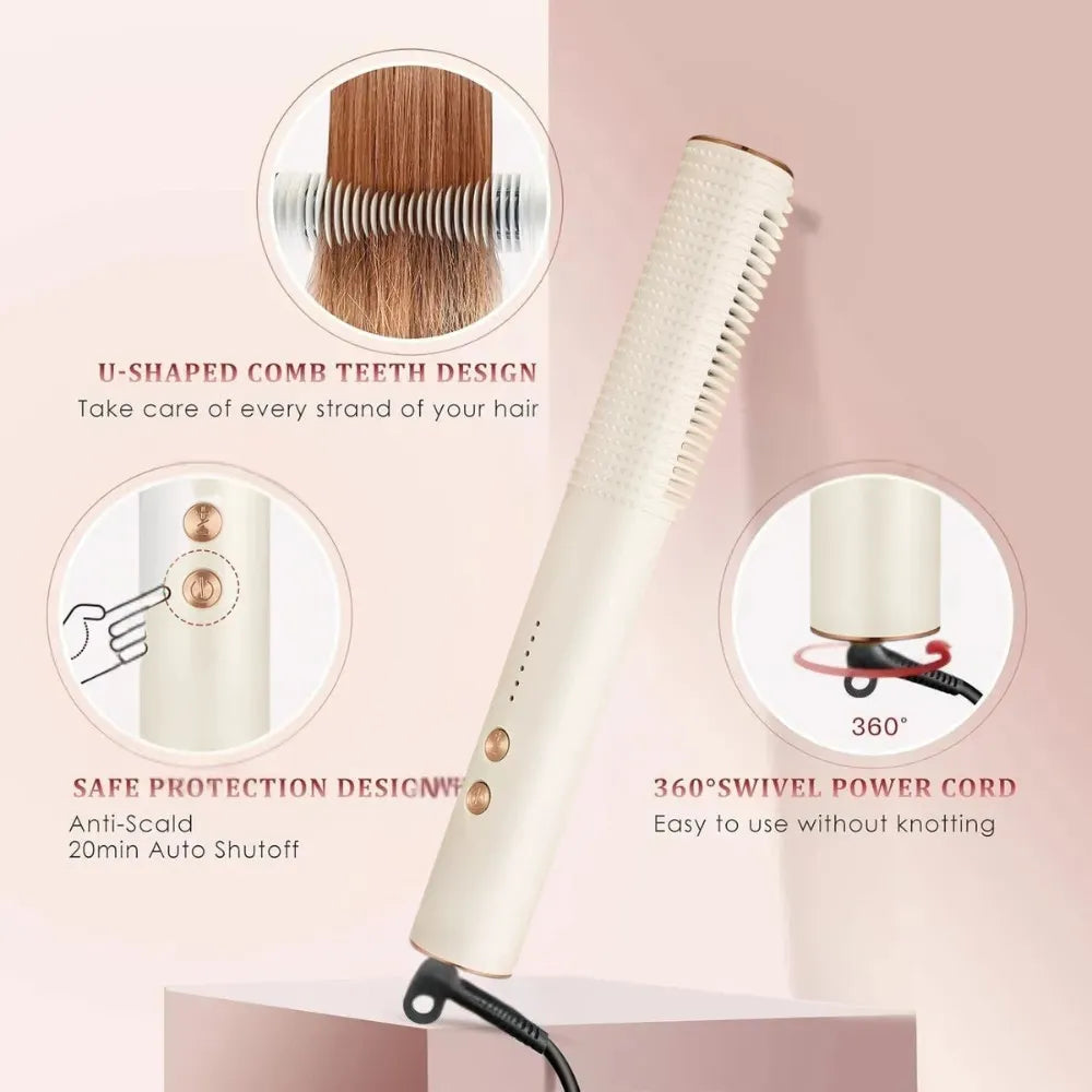 2-in-1 Hair Straightener Brush & Hot Hair Comb with 5 Temperature Control- KD383