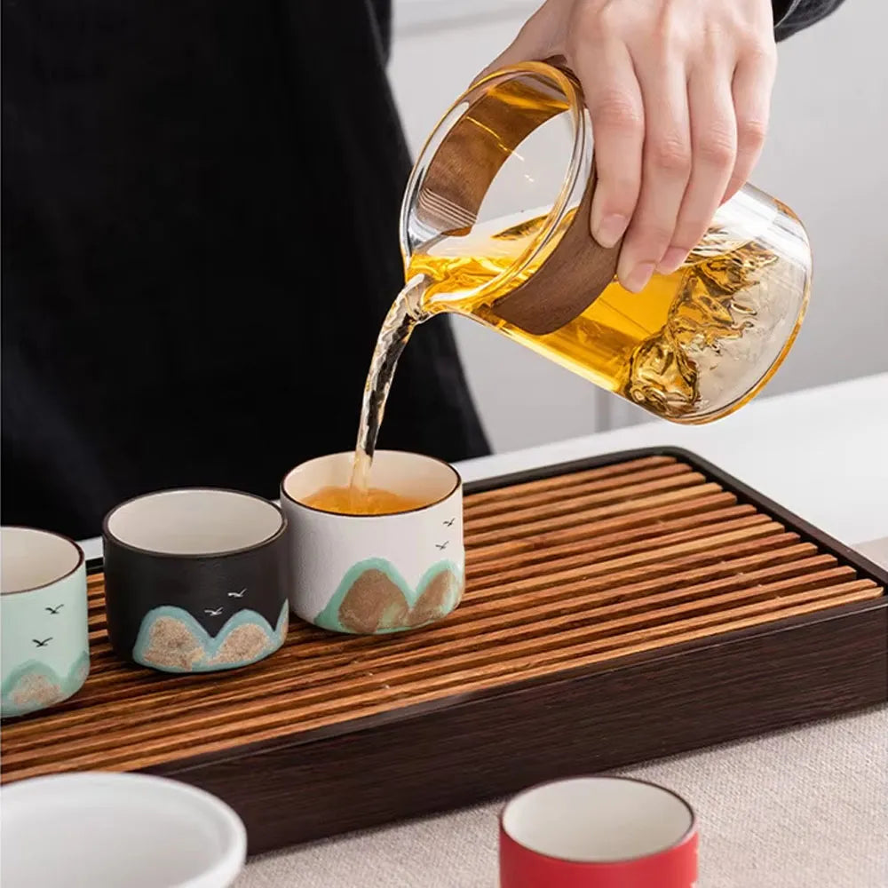 Hand-painted Ceramic Travel Tea Cup Set
