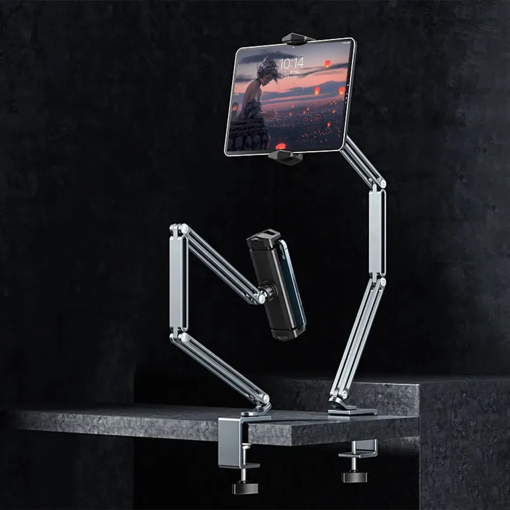 Porodo Multi - Joint Aluminum Desk Mount 60° Flexible Viewing Angle  – Grey