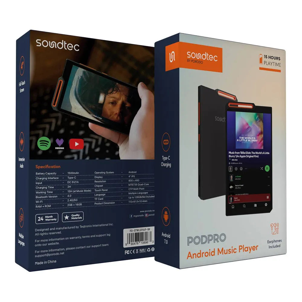 Porodo Soundtec Pod Pro Android Music Player – Black