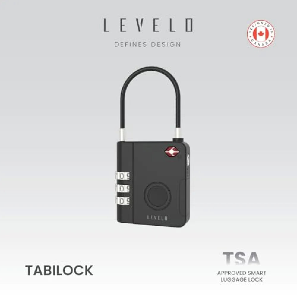 Levelo TabiLock TSA Approved Luggage Lock 120-Day Battery Life – Black