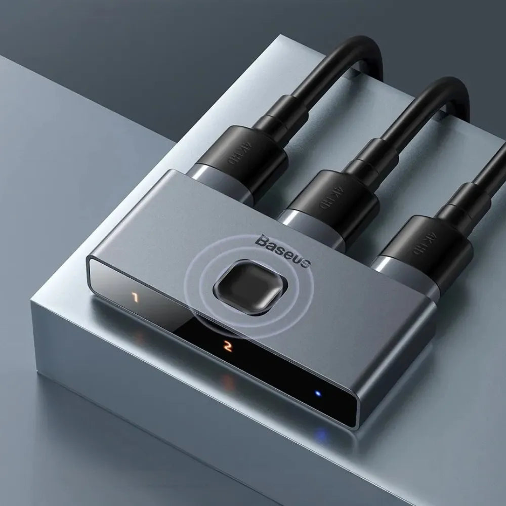 Baseus Metal Gleam Series 2-in-1 HDMI Switch Adapter 4K@60Hz with Two-Way Display & Button Control