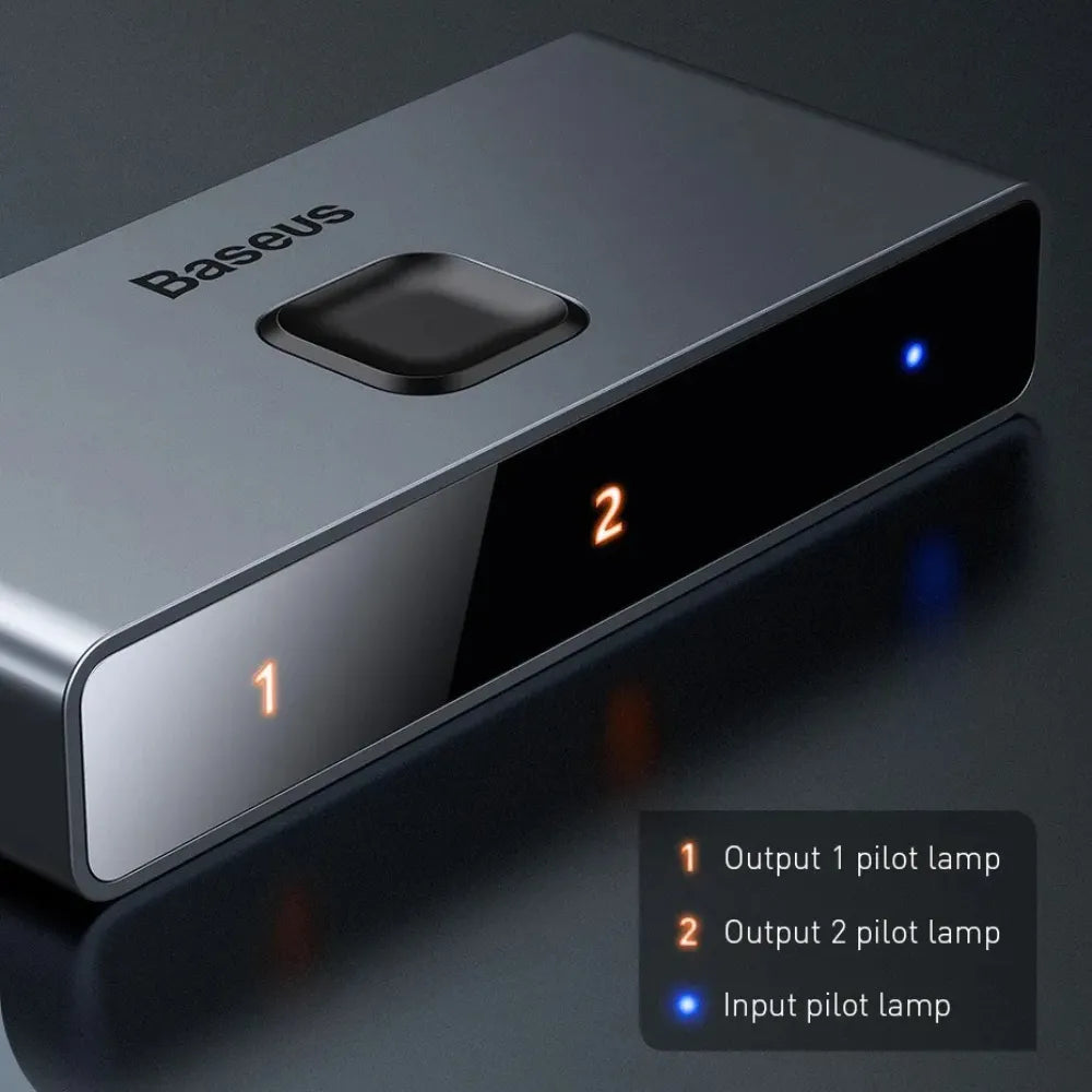 Baseus Metal Gleam Series 2-in-1 HDMI Switch Adapter 4K@60Hz with Two-Way Display & Button Control