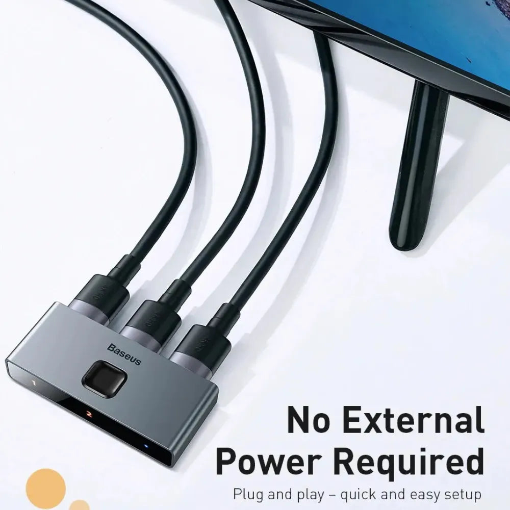 Baseus Metal Gleam Series 2-in-1 HDMI Switch Adapter 4K@60Hz with Two-Way Display & Button Control