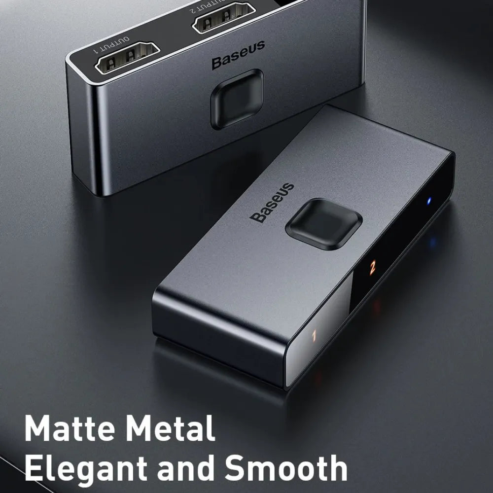 Baseus Metal Gleam Series 2-in-1 HDMI Switch Adapter 4K@60Hz with Two-Way Display & Button Control