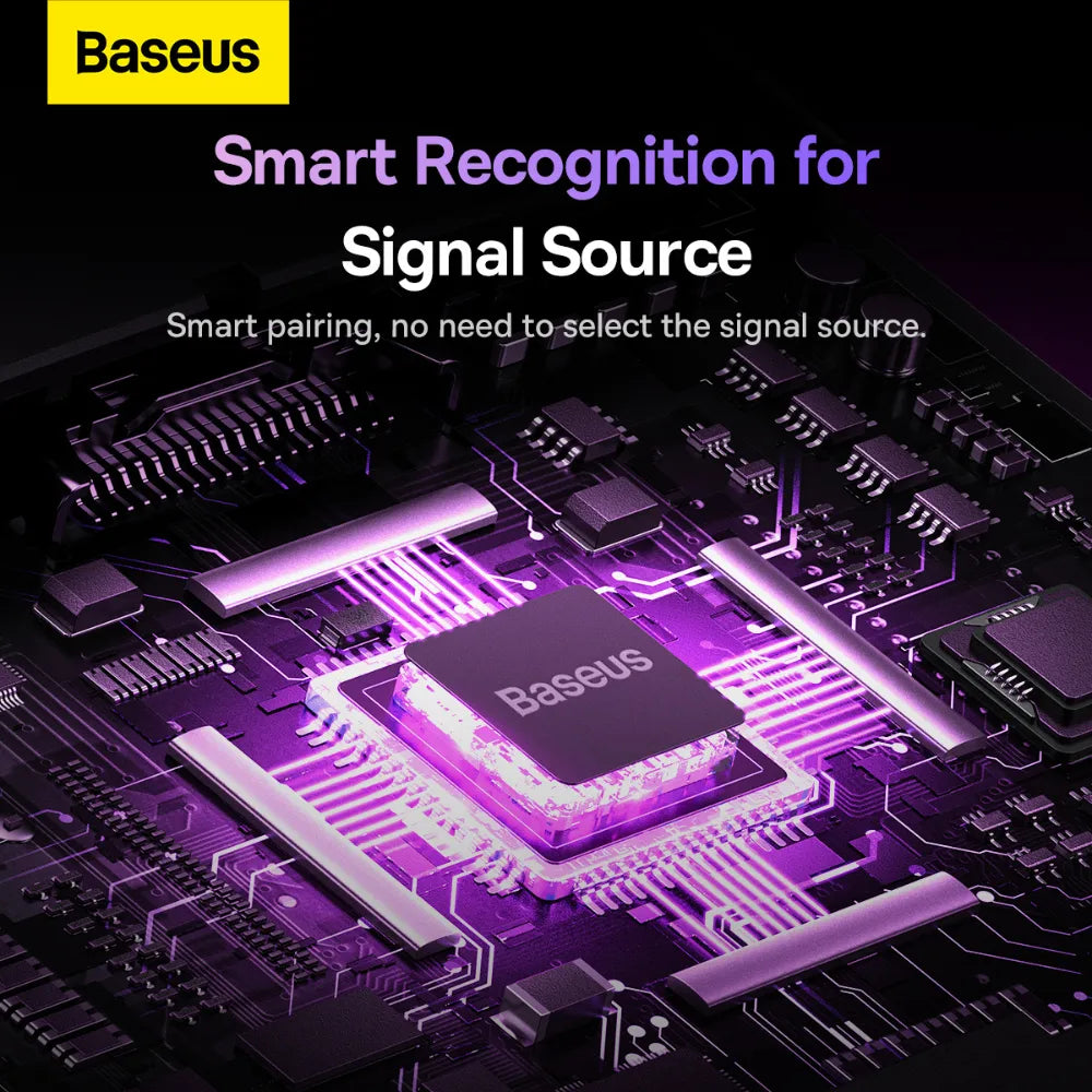 Baseus AirJoy Series HDMI Switch 4K@60Hz 2-in-1 Bidirectional with Built-in 1m Cable for Dual Display & Device Switching