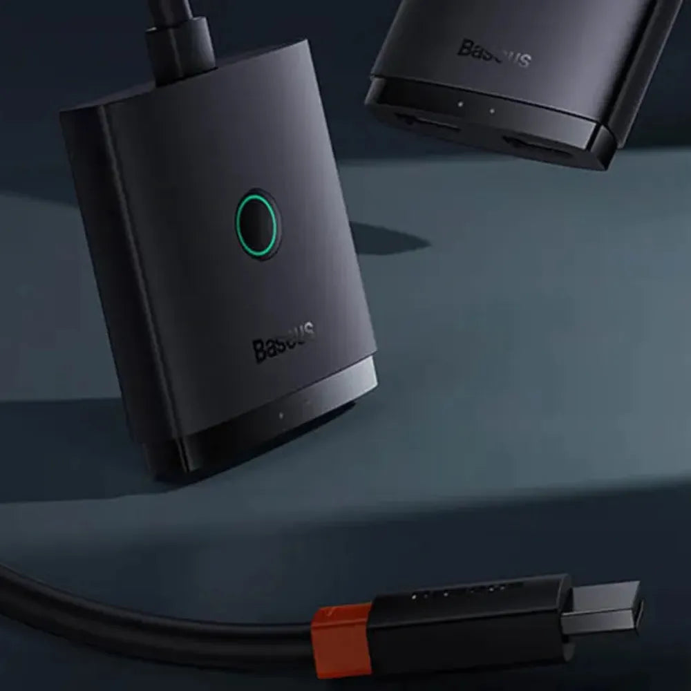 Baseus AirJoy Series HDMI Switch 4K@60Hz 2-in-1 Bidirectional with Built-in 1m Cable for Dual Display & Device Switching