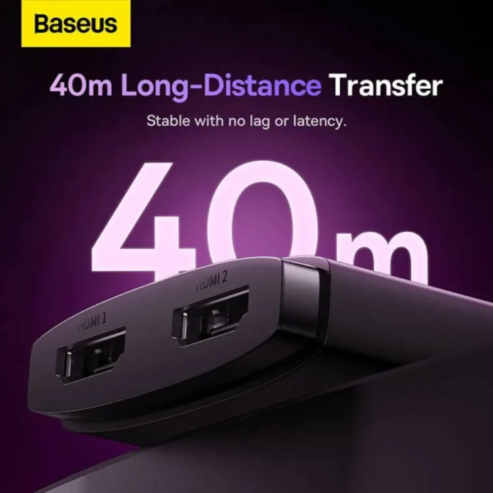 Baseus AirJoy Series HDMI Switch 4K@60Hz 2-in-1 Bidirectional with Built-in 1m Cable for Dual Display & Device Switching