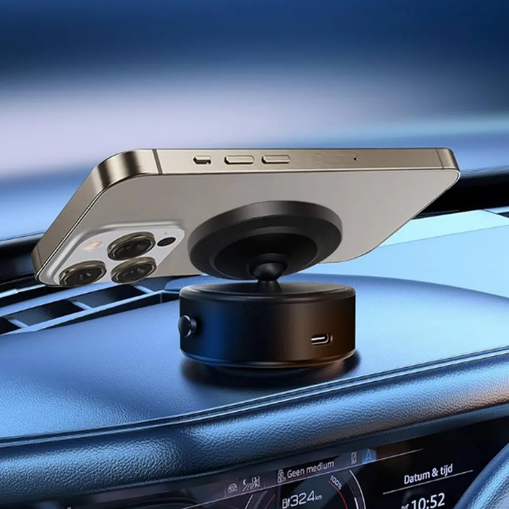 XT60-E 360° Rotatable Wireless Fast Charging With Vacuum Car Mount-Black