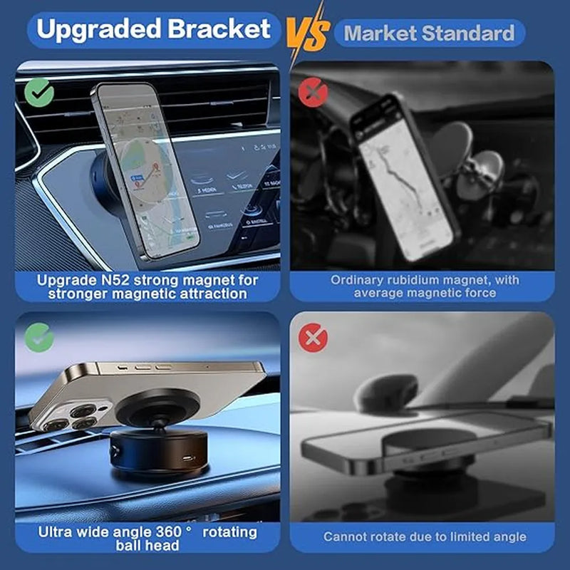 XT60-E 360° Rotatable Wireless Fast Charging With Vacuum Car Mount-Black