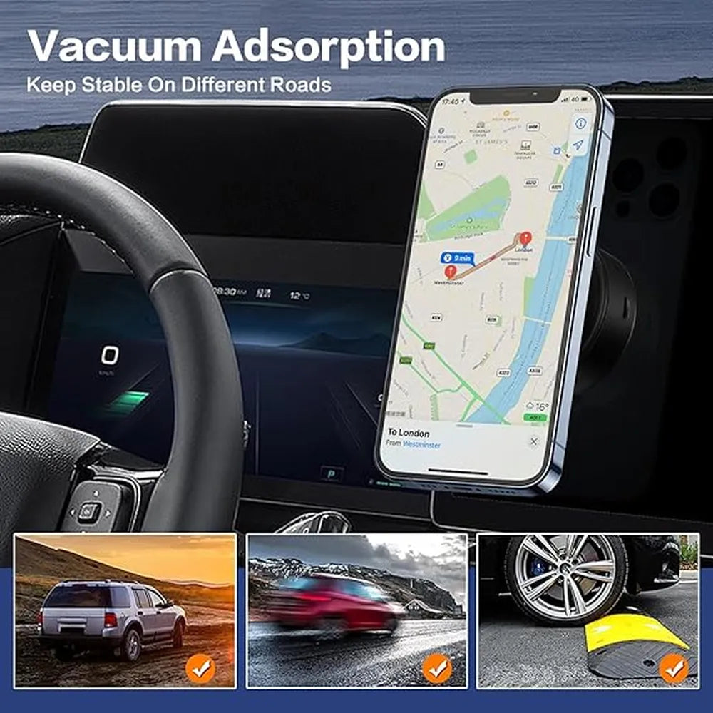 XT60-E 360° Rotatable Wireless Fast Charging With Vacuum Car Mount-Black