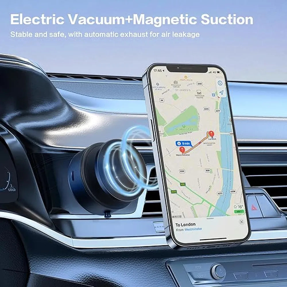 XT60-E 360° Rotatable Wireless Fast Charging With Vacuum Car Mount-Black