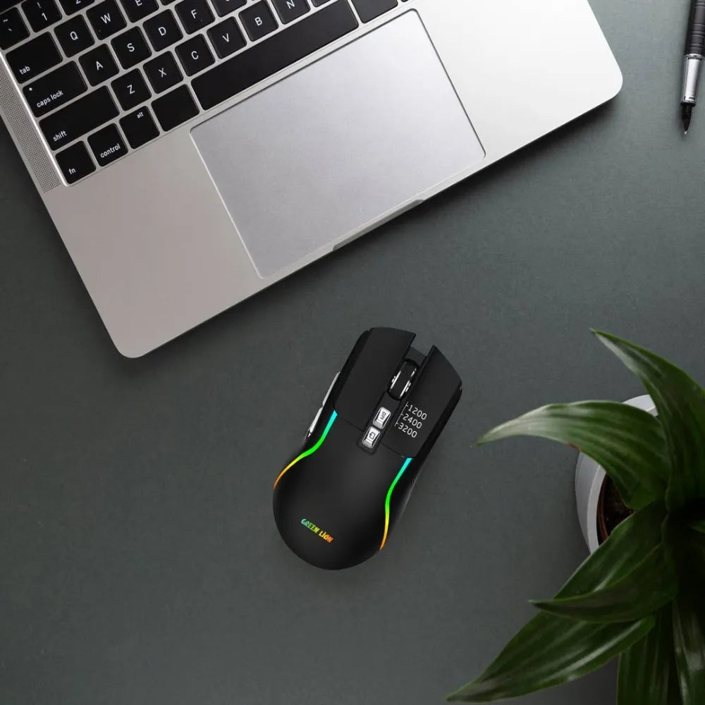 Green Lion Gaming RGB Colors Mouse 2.4GHz & Bluetooth 5.2 Rechargeable