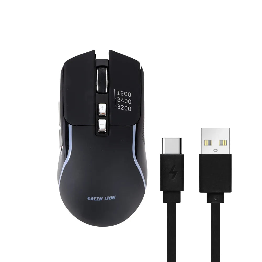Green Lion Gaming RGB Colors Mouse 2.4GHz & Bluetooth 5.2 Rechargeable