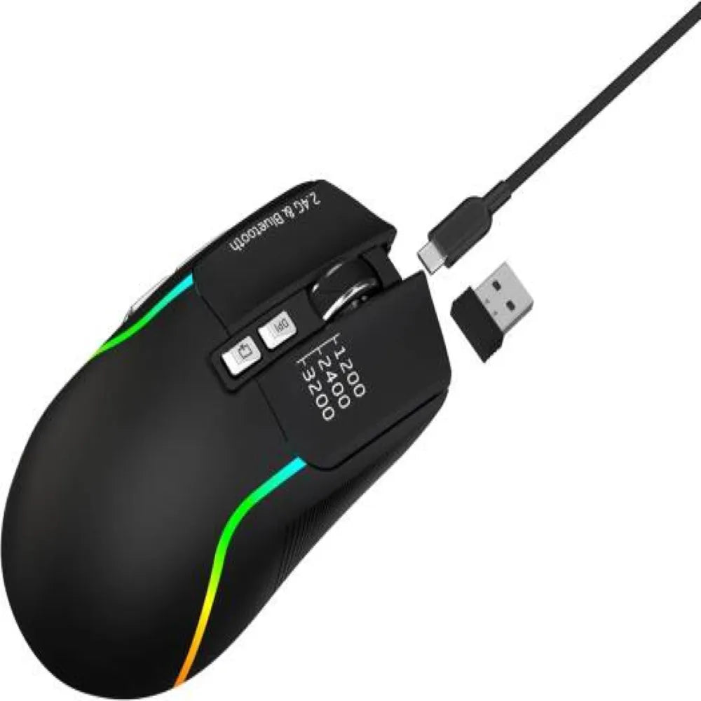 Green Lion Gaming RGB Colors Mouse 2.4GHz & Bluetooth 5.2 Rechargeable